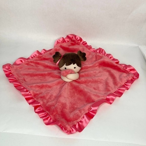 carter's Little Girl Pink Lovey Rattle Security Blanket Ruffle Satin Lined 14" - Picture 6 of 17